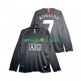 Camisolas de futebol Manchester United Critstiano Ronaldo 7 2007 2008 Retro Equipamento Alternativa Manga Comprida
